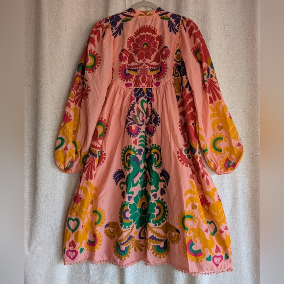 FARM Rio Peach Amulet Cotton Midi-Dress Size Medium - Picture 6 of 9